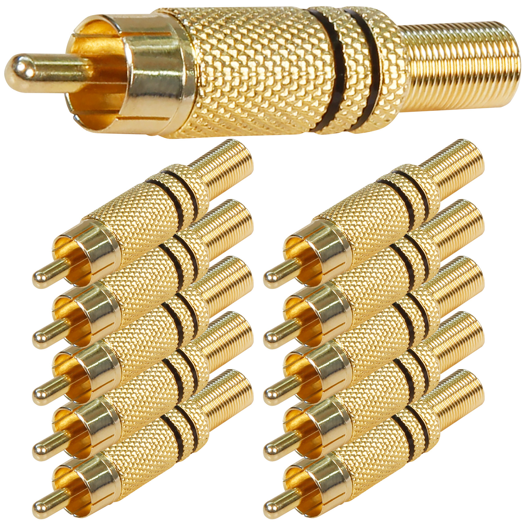 10x Cinch Stecker Vergoldet Schwarz Löten Knickschutz RCA HighEnd Audiostecker eBay